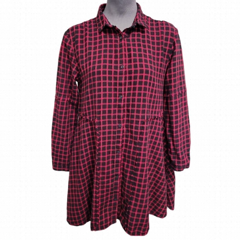 EC ZARA GIRLS COLLECTION PLAID LONG SLEEVE SLIGHTLY DISTRESSED DRESS SZ. 13/14